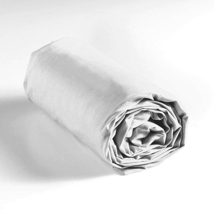 Lenzuolo con angoli elasticizzati - DOUCEUR D'INTERIEUR - 140x190 cm - tasca profonda 30 cm - 100% cotone - Bianco