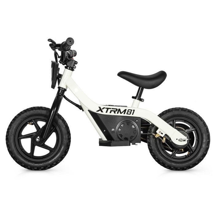 Bicicleta de equilibrio eléctrica DX 12 blanca de 24 V y 100 W para niños