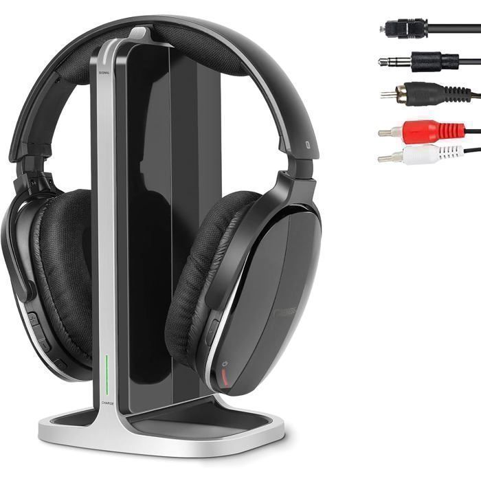 Retekess TA007 Bluetooth Wireless TV Headphones - 2.4G Transmitter Charging Station - No Audio Delay - 12-Hour Battery Life - Home
