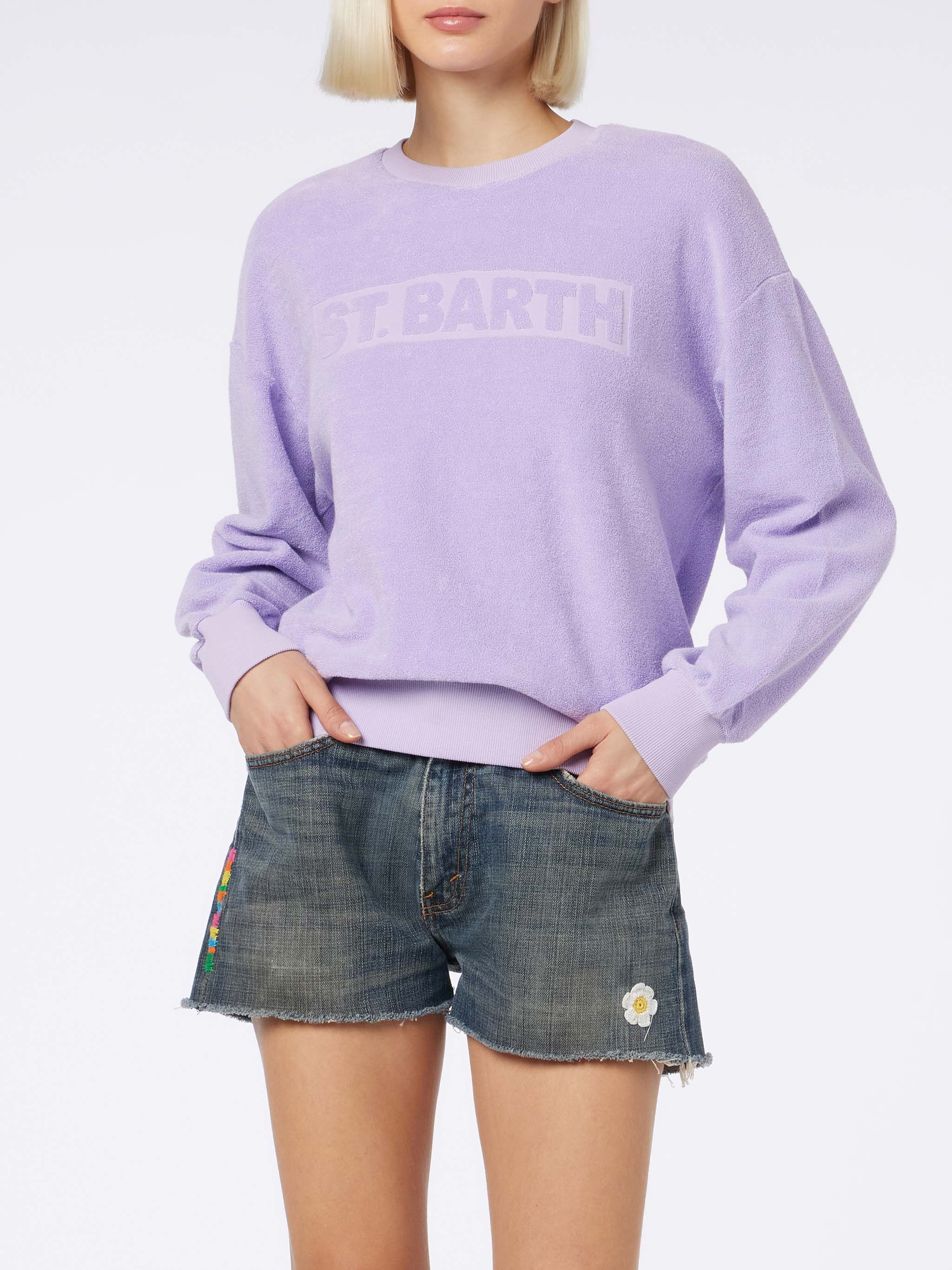 Stardust damessweatshirt in lila katoenen badstof