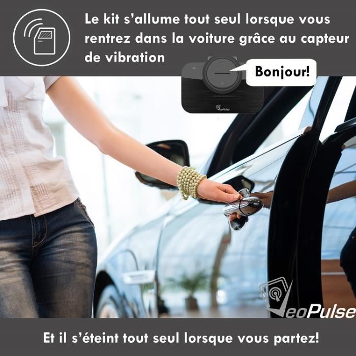 Kit Main Libre Bluetooth Voiture - B-PRO - 2B - Commandes Vocales - Autonomie 12h - Compatible Tous Smartphones