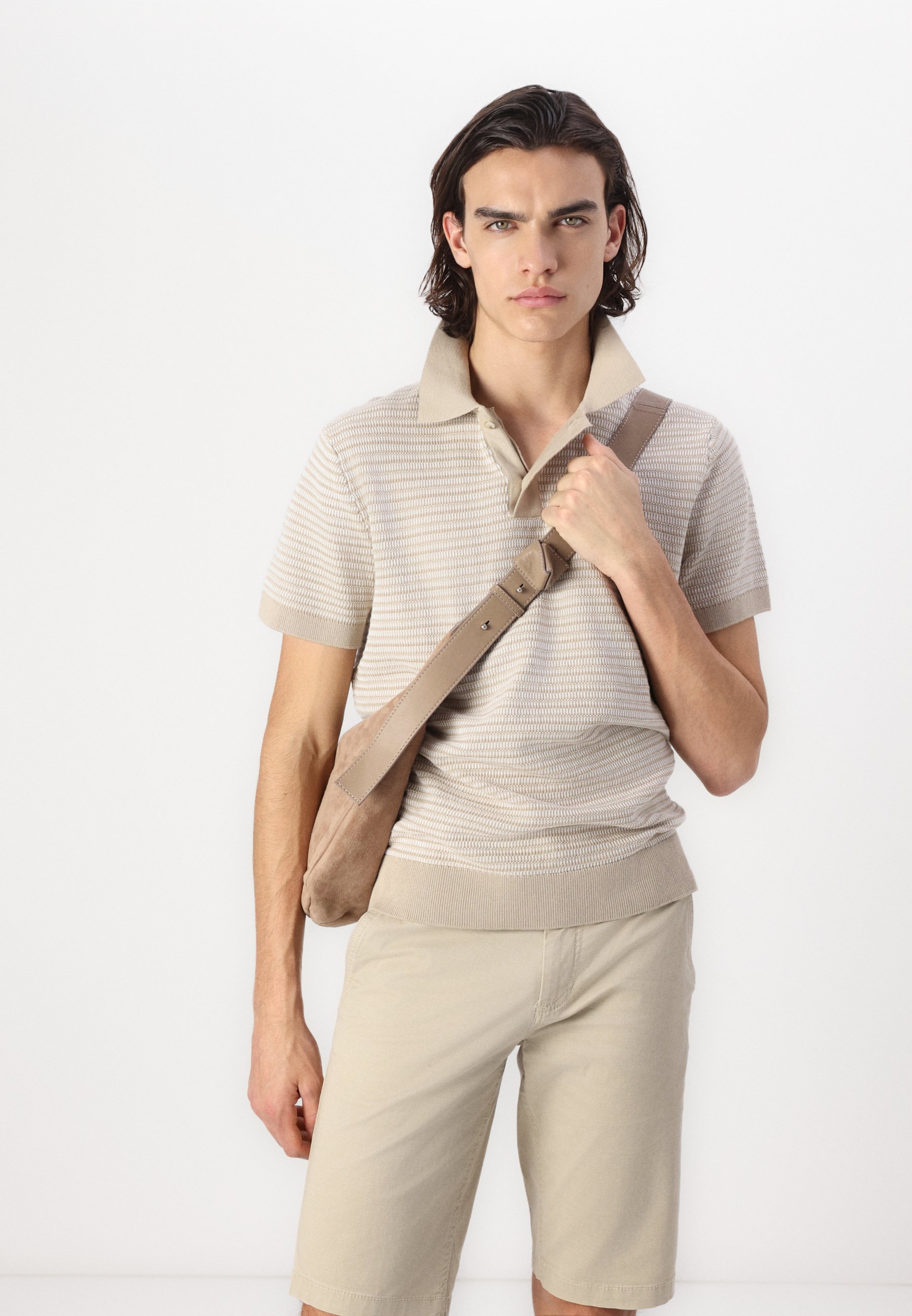 TOM TAILOR TWEEKLEURIGE GESTRUCTUREERDE Polo shirt - cashewbeige/wit