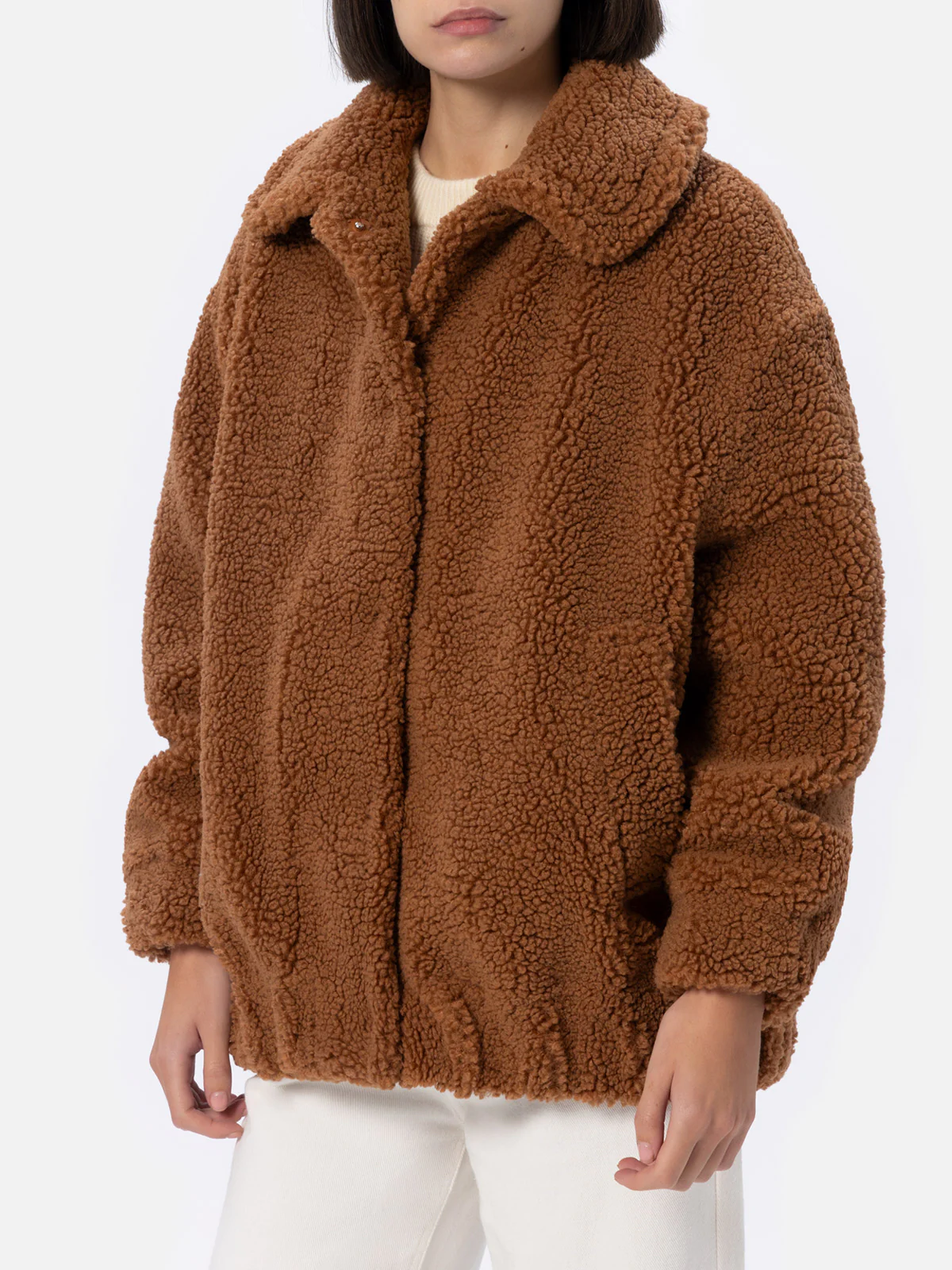 Chaqueta bomber de piel de oveja para mujer de Abel con cuello y estampado de corazón de Saint.