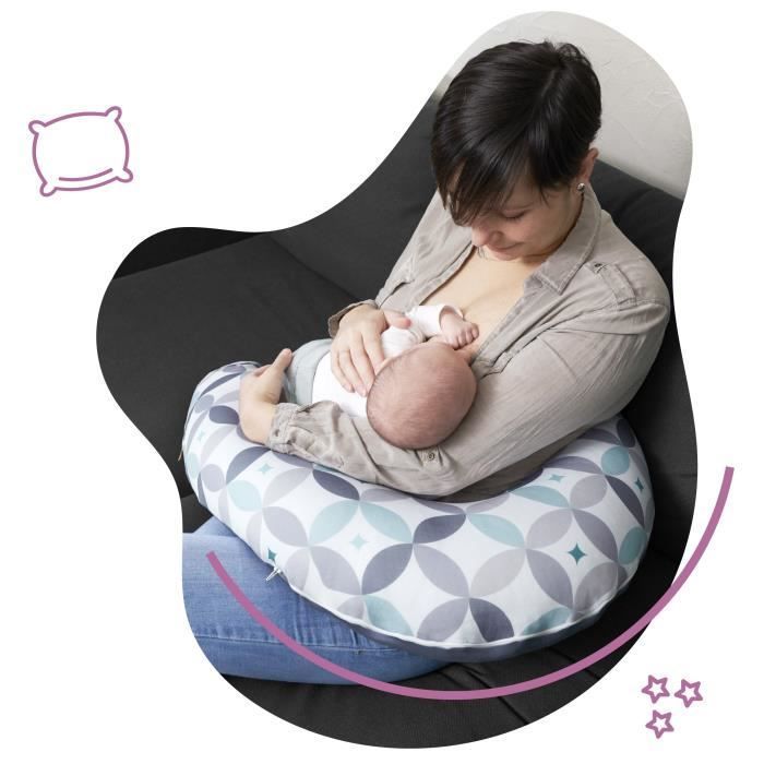 Badabulle Coussin de maternité Évolutif - 2 en 1 - Coussin d'Allaitement - Graphique