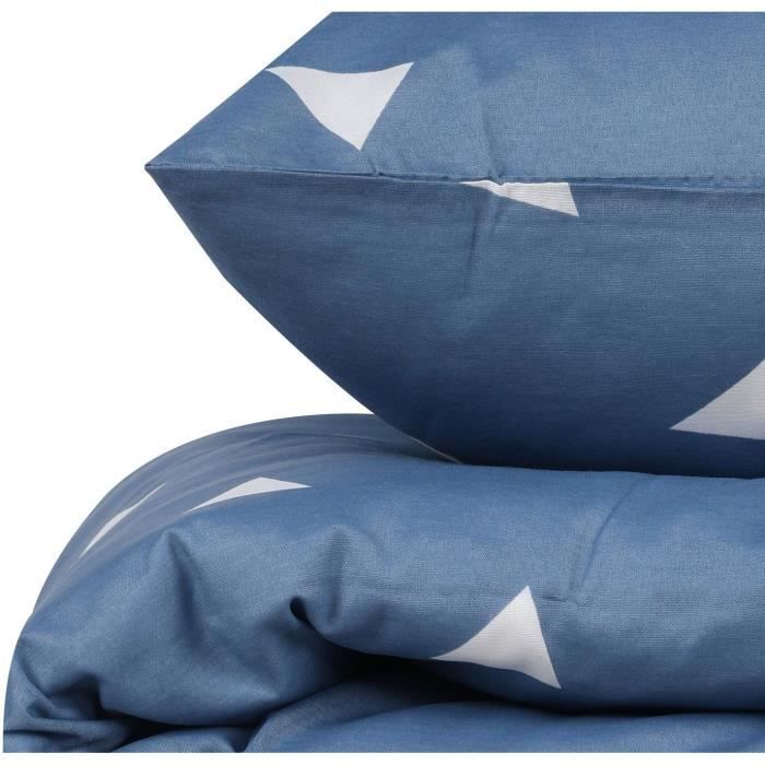 Juego de ropa de cama: 1 funda nórdica de 220 x 240 cm + 2 fundas de almohada de 60 x 60 cm - 65 % algodón, 35 % poliéster - Azul