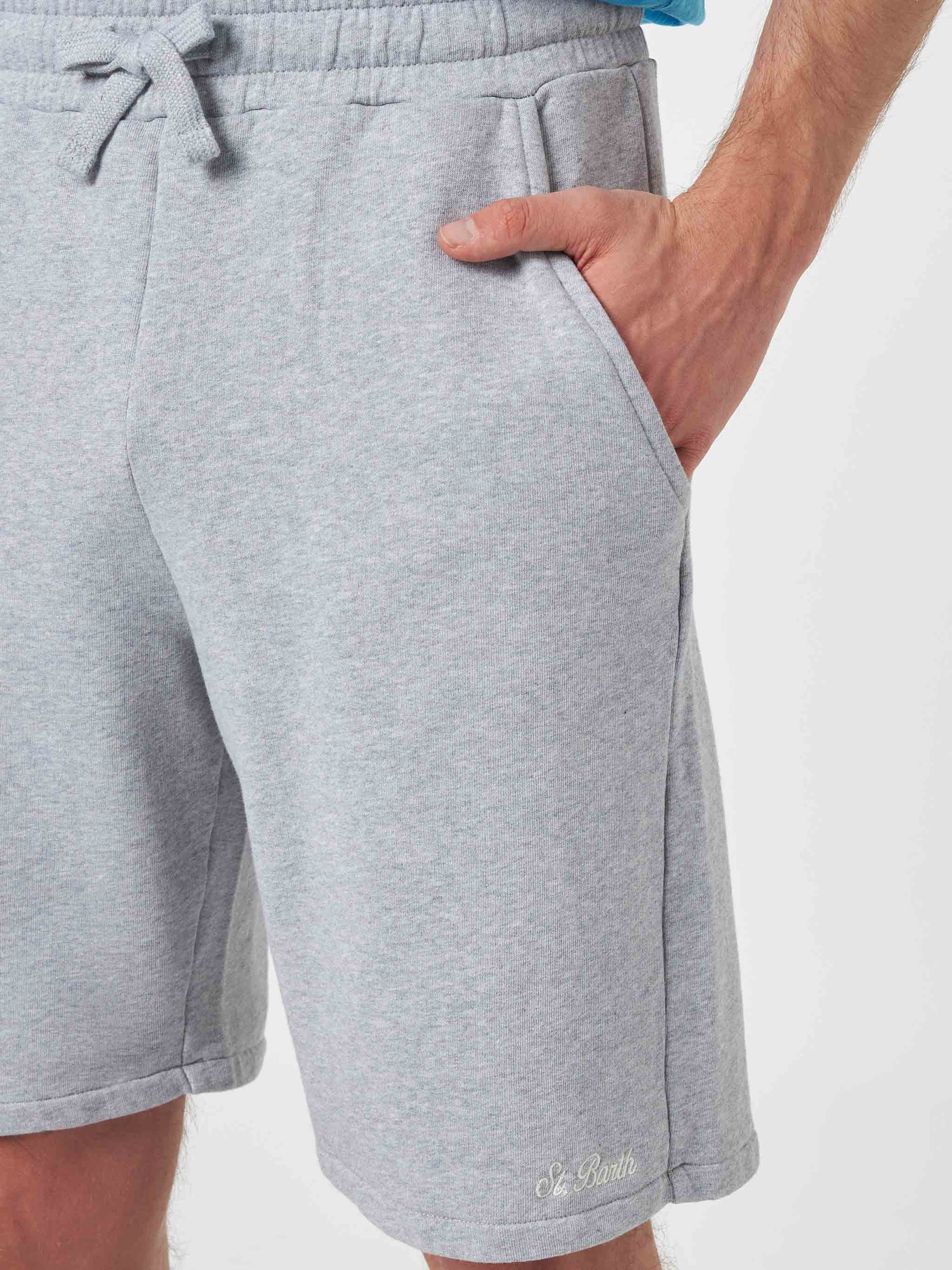 Randle Bermudashorts voor heren in grijs gemêleerd katoenfleece