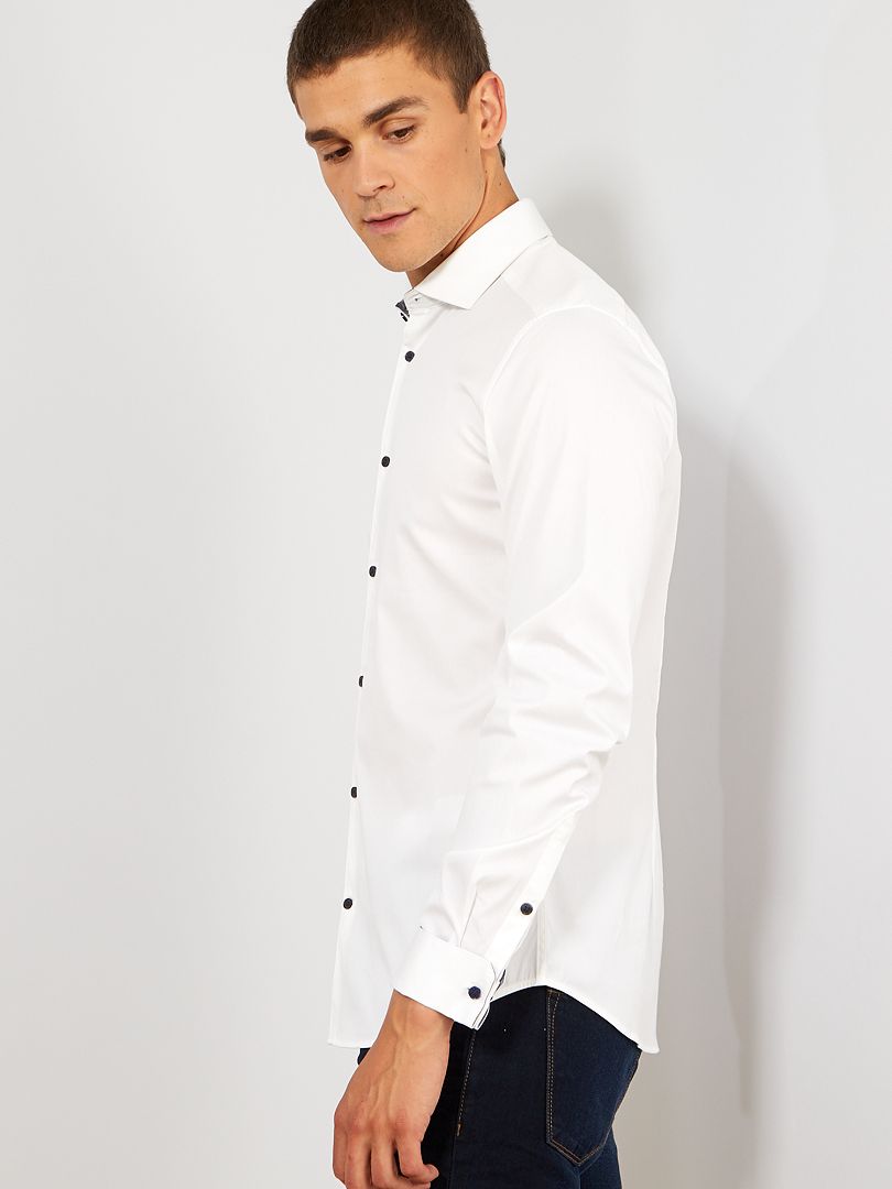 Camisa ajustada elástica - Blanca