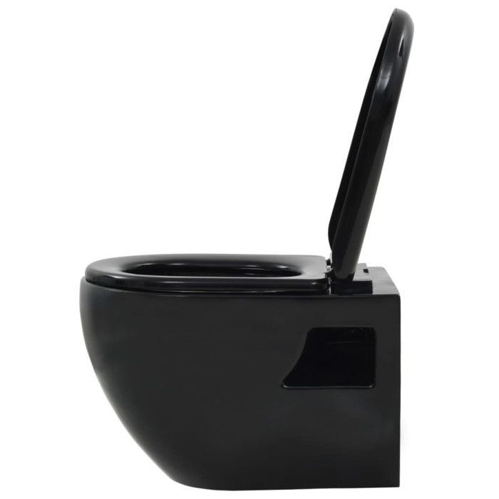 WC sospeso - vidaXL - Nero - Ceramica - Sedile universale - Design moderno