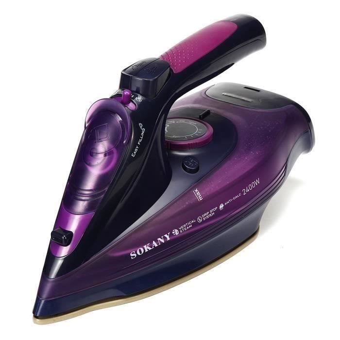 Fer à Vapeur Repasser 2400W Sans fil Anti-goutte Anti-calcaire Violet