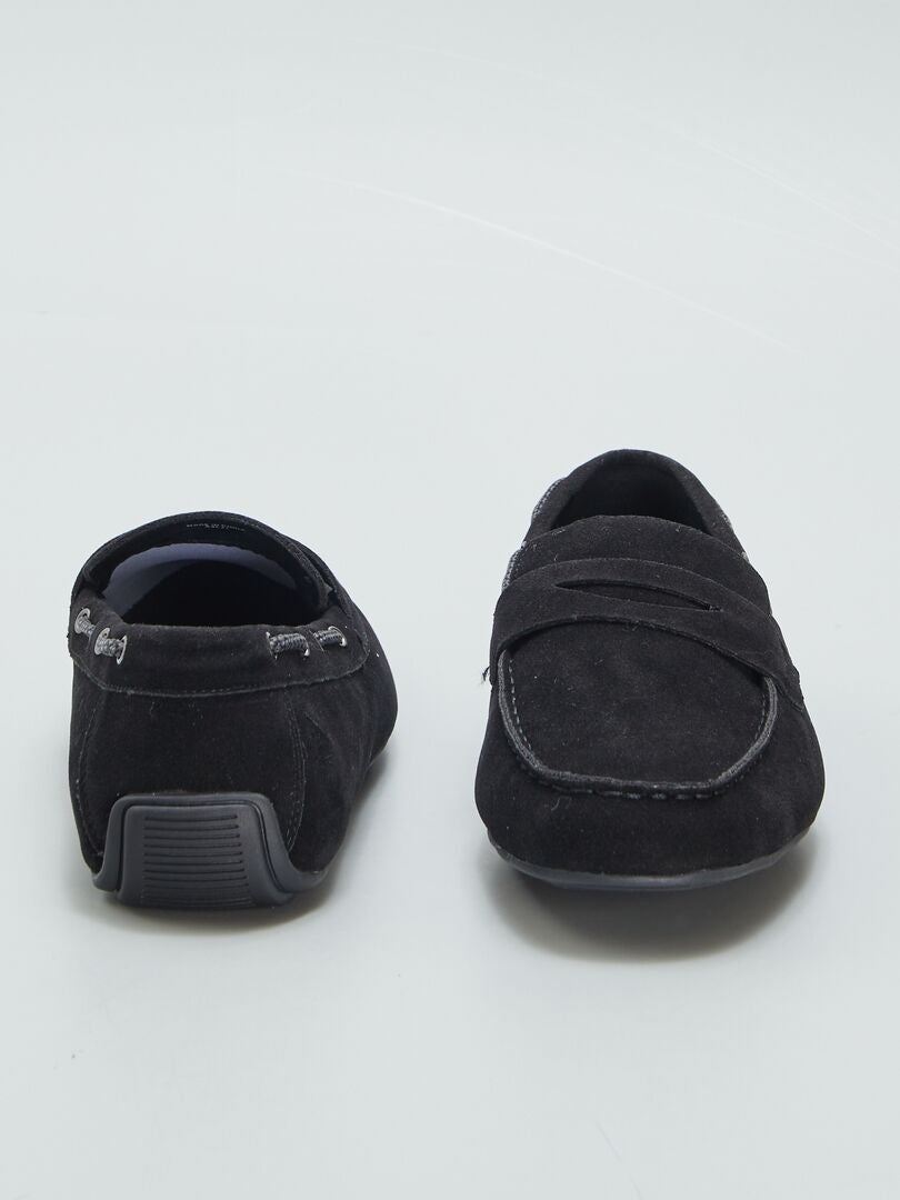 Mocasines de gamuza sintética - NEGRO