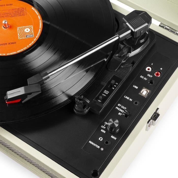 Toca-discos - FENTON - RP118C - Bluetooth 5.0 - Alto-falantes integrados - Gravador digital