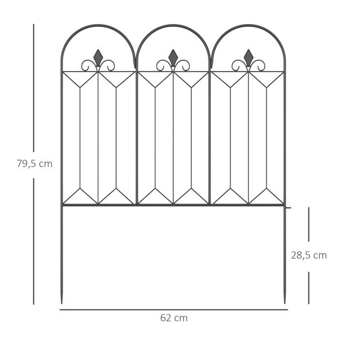 Outsunny - Garden Fence - Metal - 305x79.5cm - Black