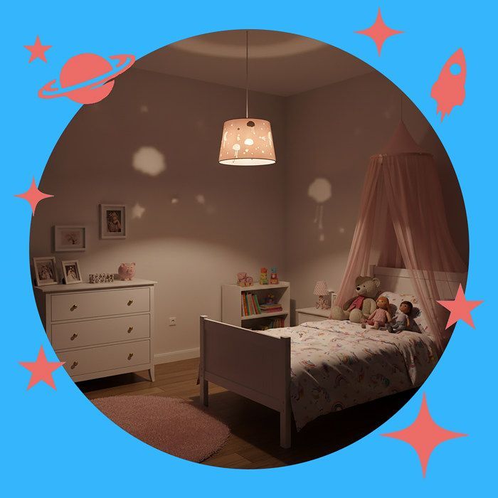 Relaxdays Lampe suspendue pour chambre d'enfant, Ciel étoilé, HxP : 119 x 27 cm, Lampe pour filles et garçons, rose