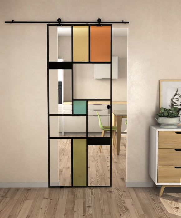 Rail coulissant apparent pour portes coulissantes MINIMO - MONDO + SABLE en 73 ou 83 ou 93 cm - AURYS NORMANDIE