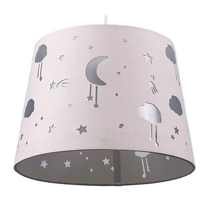 Relaxdays Lampe suspendue pour chambre d'enfant, Ciel étoilé, HxP : 119 x 27 cm, Lampe pour filles et garçons, rose