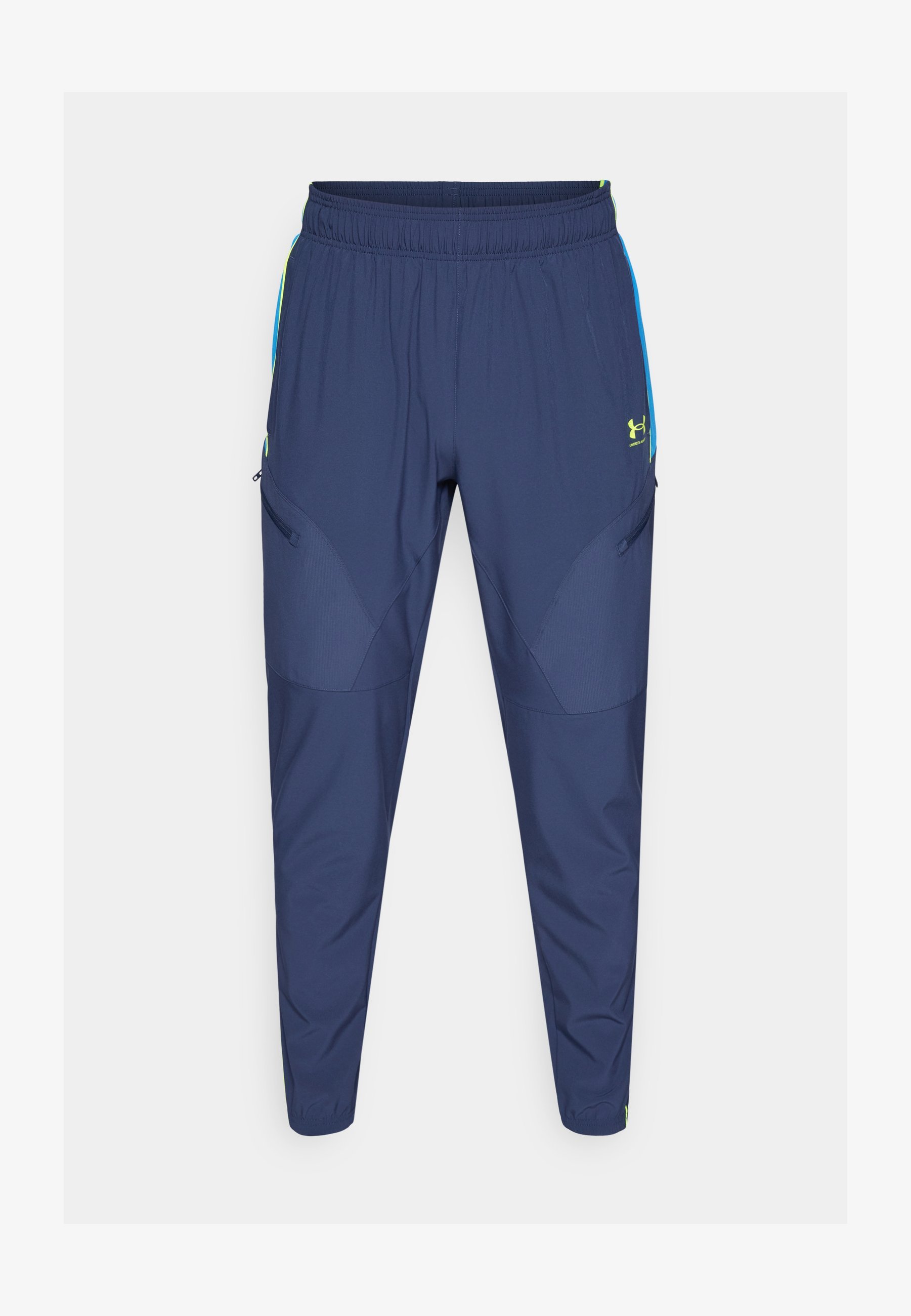 Pantaloni da tuta Under Armour CHALLENGER WARM UP - blu navy slavato/giallo ad alta visibilità