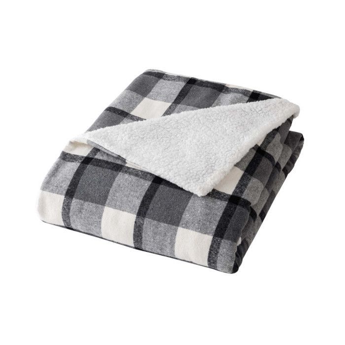 Plaid scozzese e sherpa 125x150 cm - Grigio antracite - Morbidezza interna