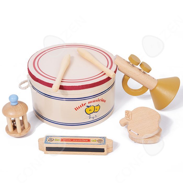 C Musical Instruments, juego de batería de 5 piezas con armónica y castañuelas, instrumentos musicales sensoriales para niños de 3 años en adelante.