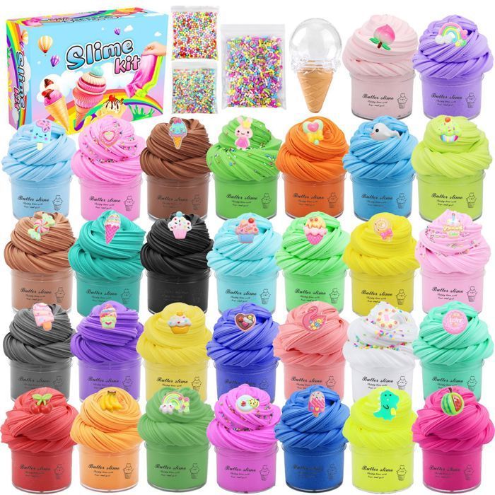 Modeling Clay Set - CUNEARY - Pack of 30 Mini Slimes - 30 Colors - Super Soft, Non-Sticky, Scented, Reusable