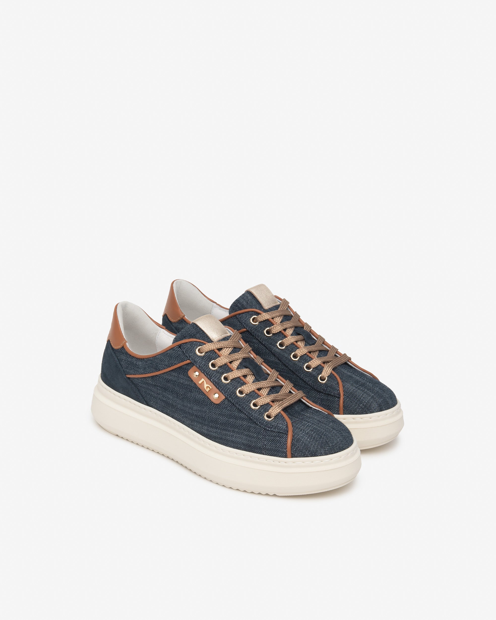  Damen-Sneaker aus Stoff und Leder