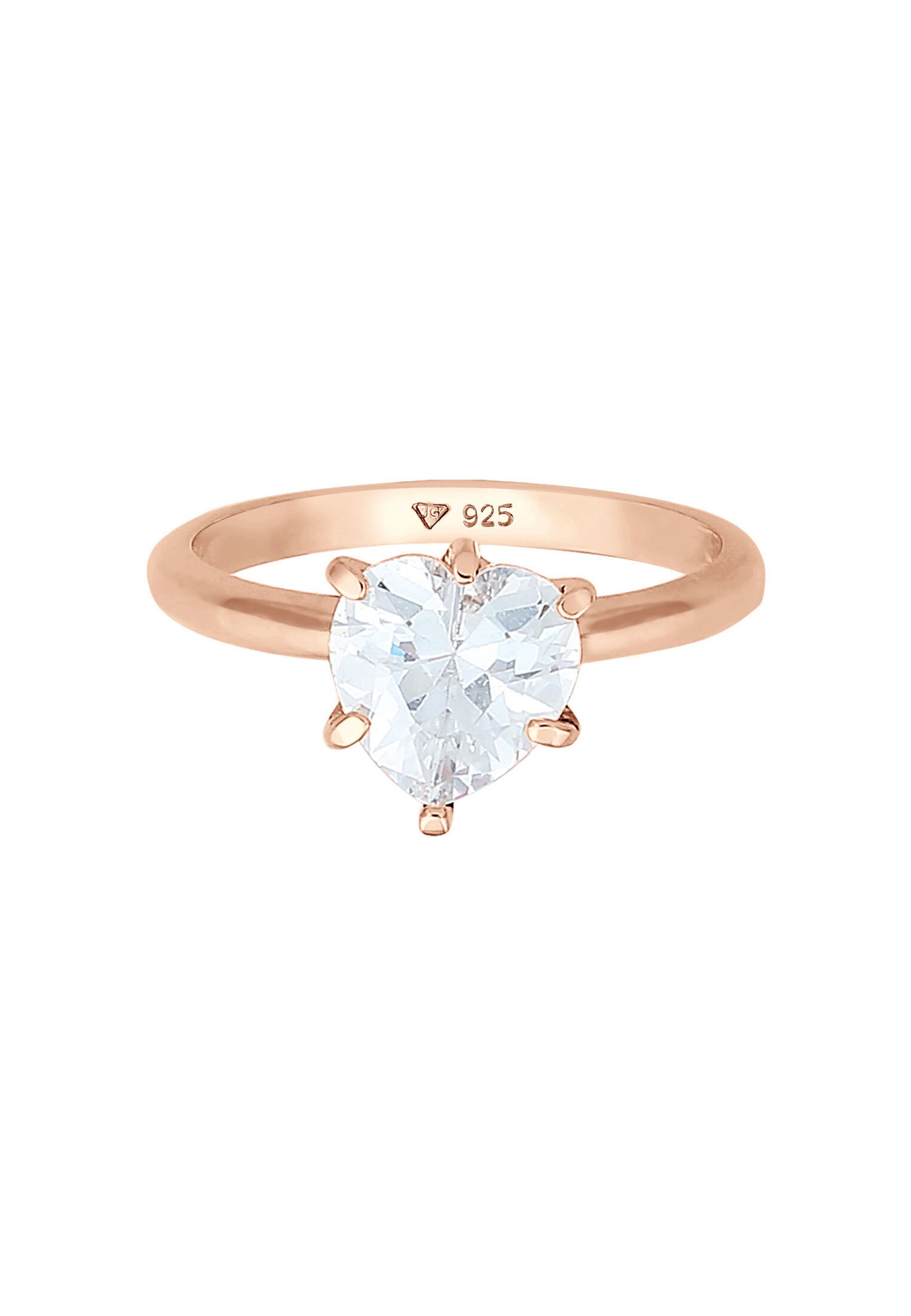 Elli Femmes Coeur Solitaire Fiançailles Amour avec Cristal de Zirconium en Argent Sterling 925
