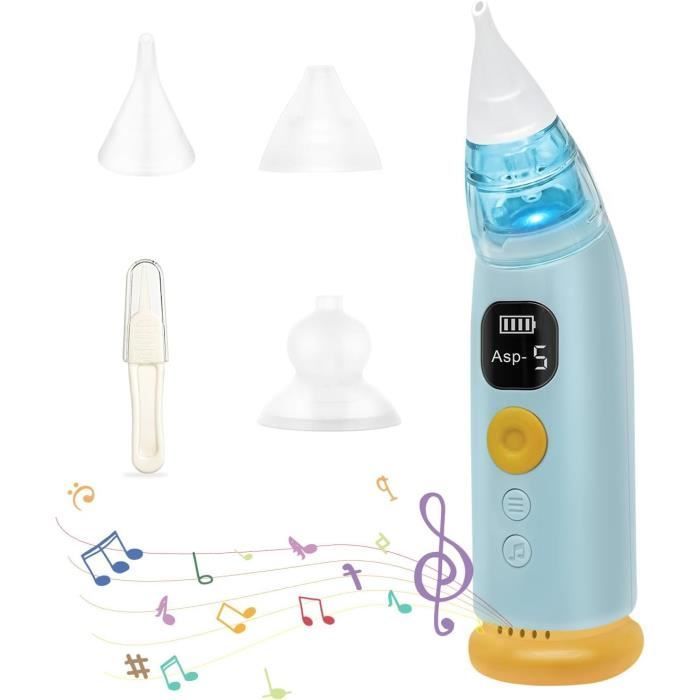 Mouche Bébé Electrique, Aspirateur Nasal Rechargeable avec 5 Niveaux D'aspiration et 3 Embouts en Silicone