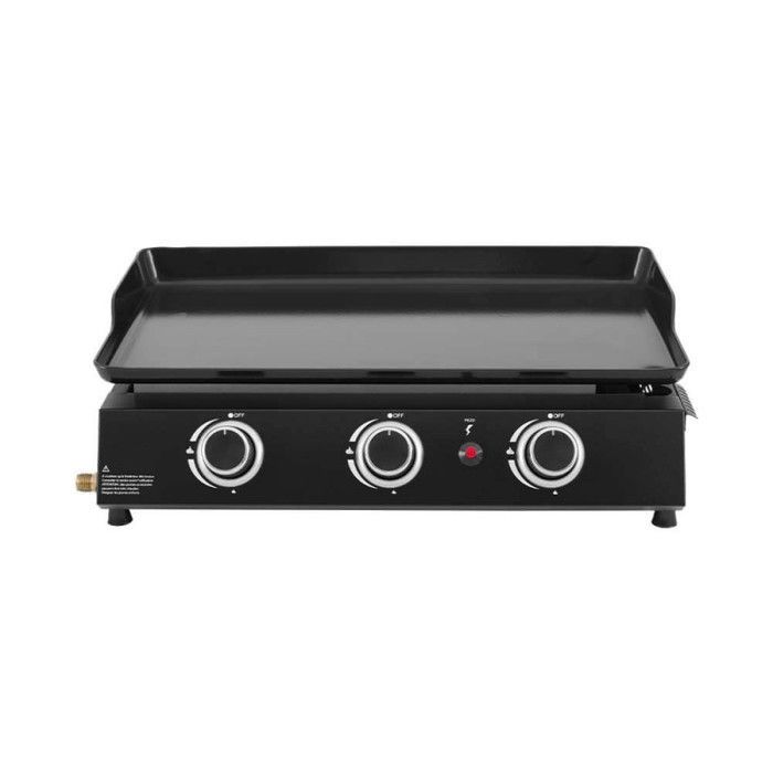 Plancha gaz Alma 3 feux - COOKING BOX BY FAVEX - Plaque acier émaillé - 3 brûleurs 7.2kW - Surface 61 x 34 cm - 8 convives - Noir