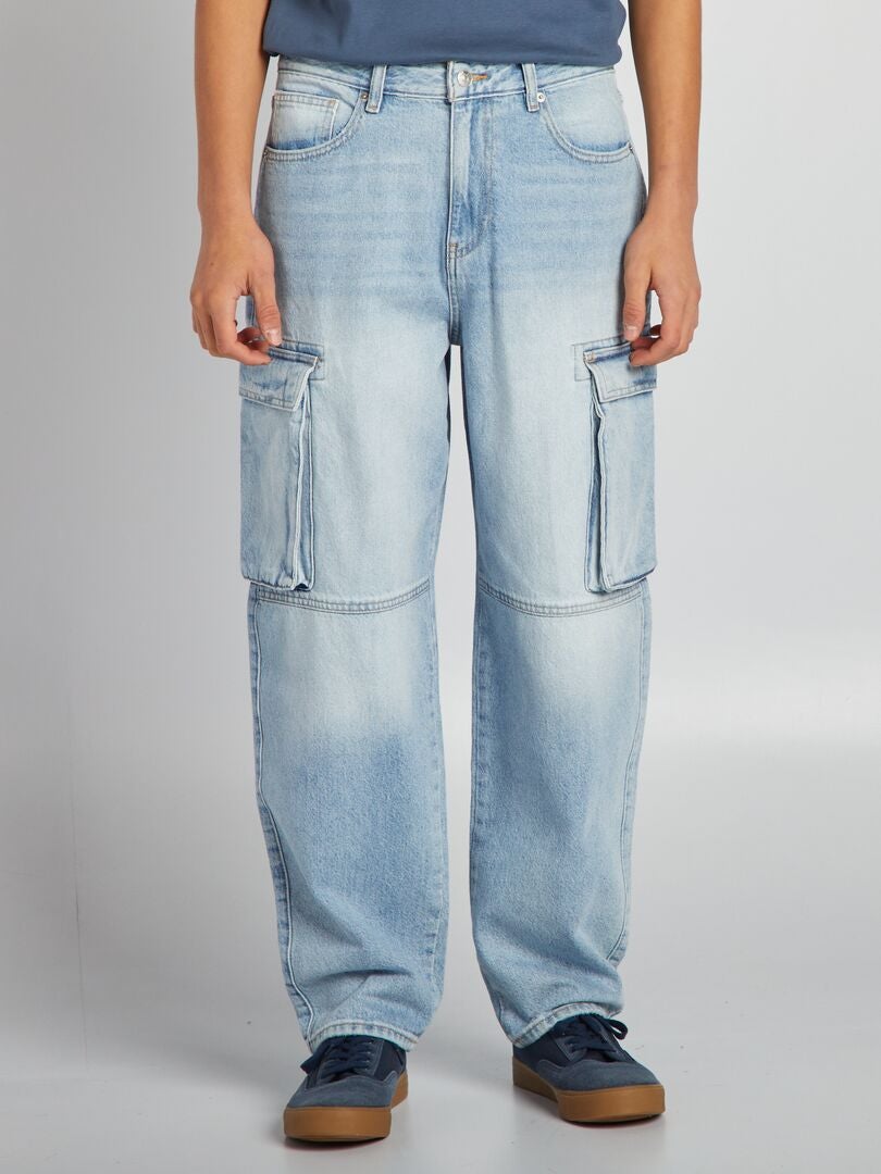 Ruimvallende cargo jeans - BLAUW