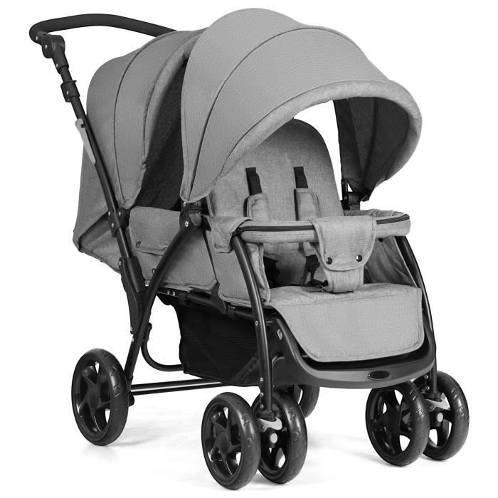 DREAMADE Poussette Double Confortable Compacte Poussette Pliable pour Jumeaux