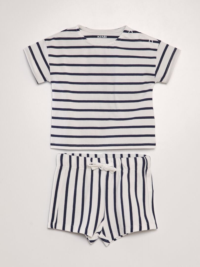 Korte pyjamaset - t-shirt + short - 2-delig - WIT