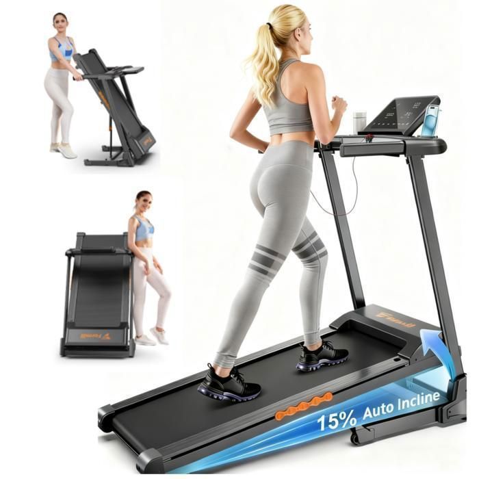 FORMILL Tapis de Course Pliable FT61 - 3.0 HP, Inclinaison 0–15%, 12 programmes, Vitesse 1–14 km/h