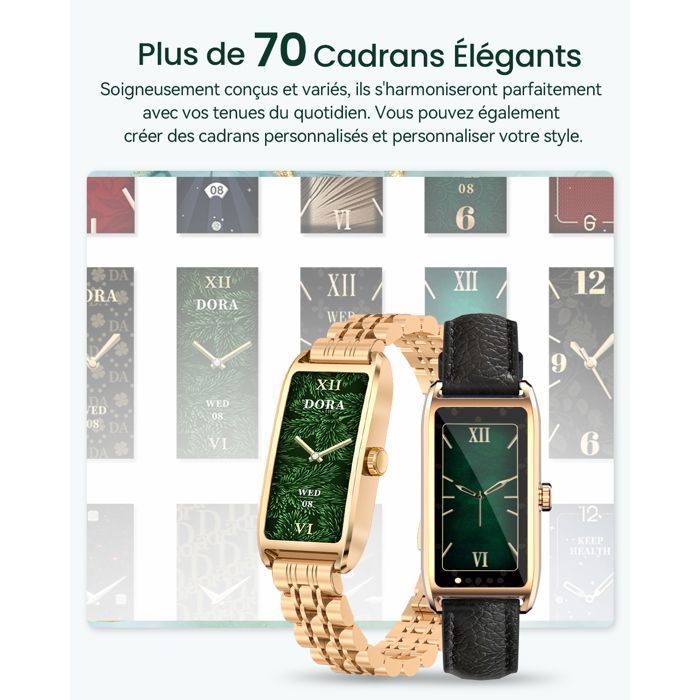 Reloj inteligente AIMIUVEI para mujer, llamadas Bluetooth 5.3, 2 correas, funciones femeninas, monitor de sueño, monitor de SpO2, resistente al agua.