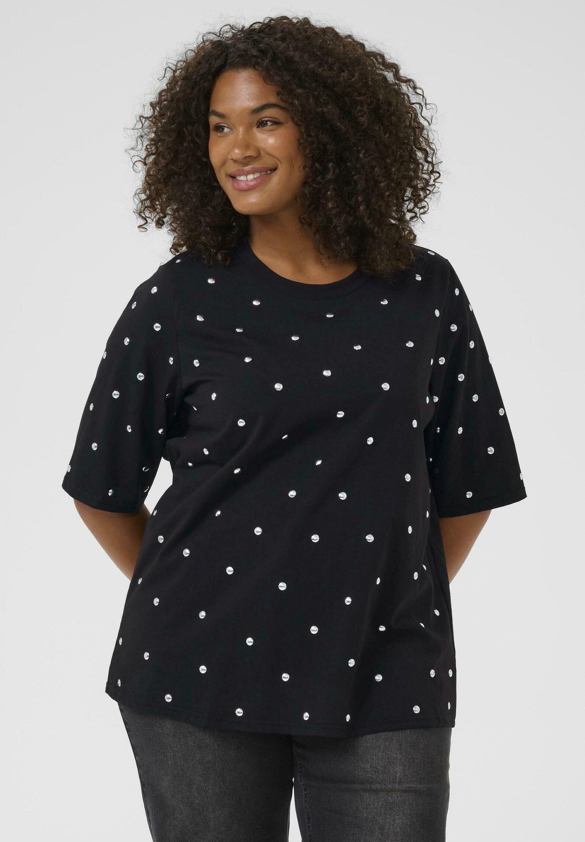 T-shirt imprimé Kaffe Curve HELENA - noir profond