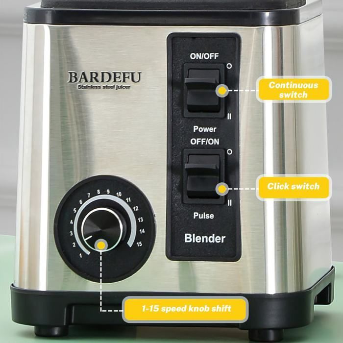 Blender professionnel 3 en 1 : 2 000 W - 3 L - 8 lames en acier inoxydable - 20 000 tr/min