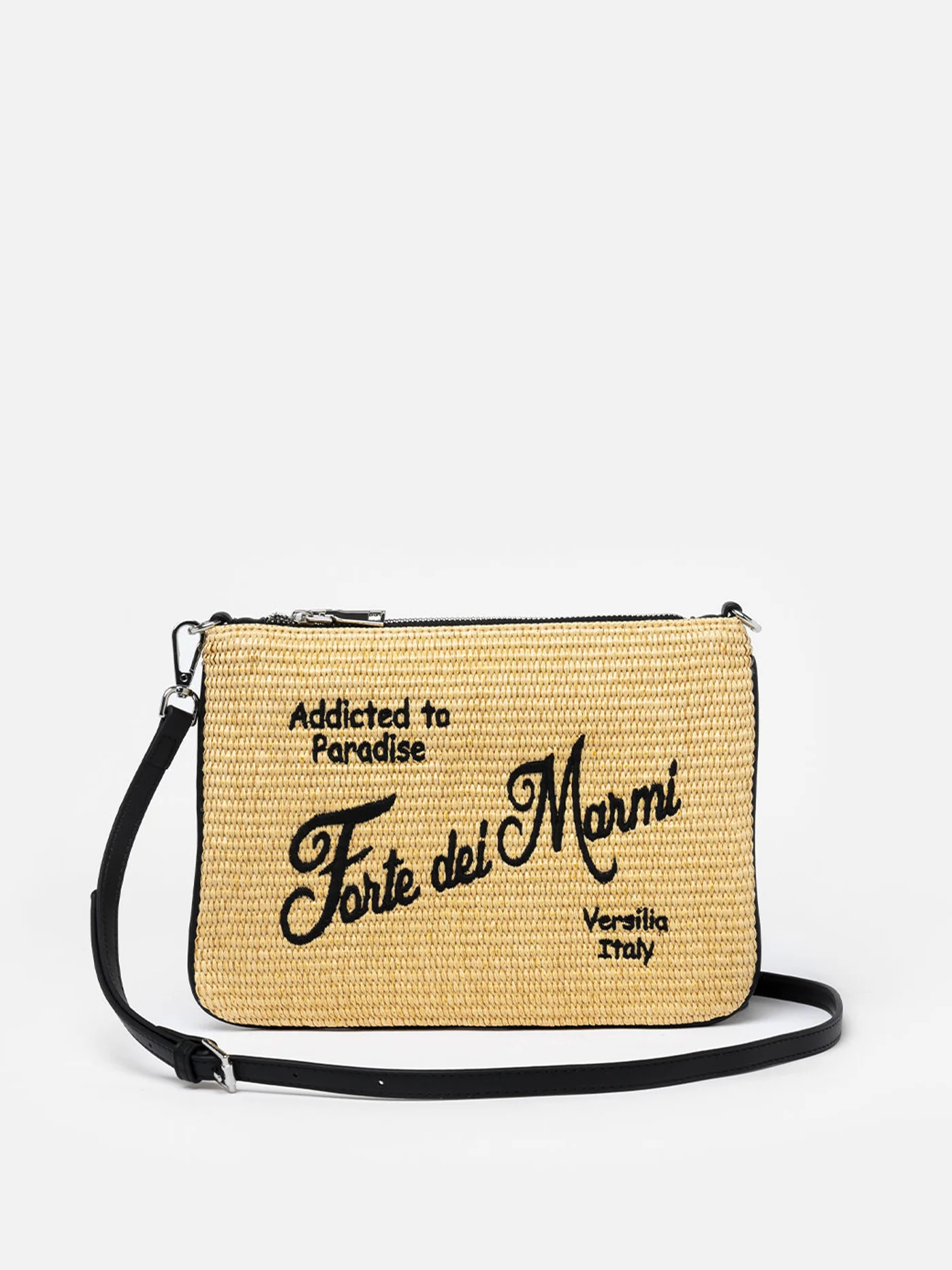 Bolsa de palha parisiense com bordado Forte dei Marmi