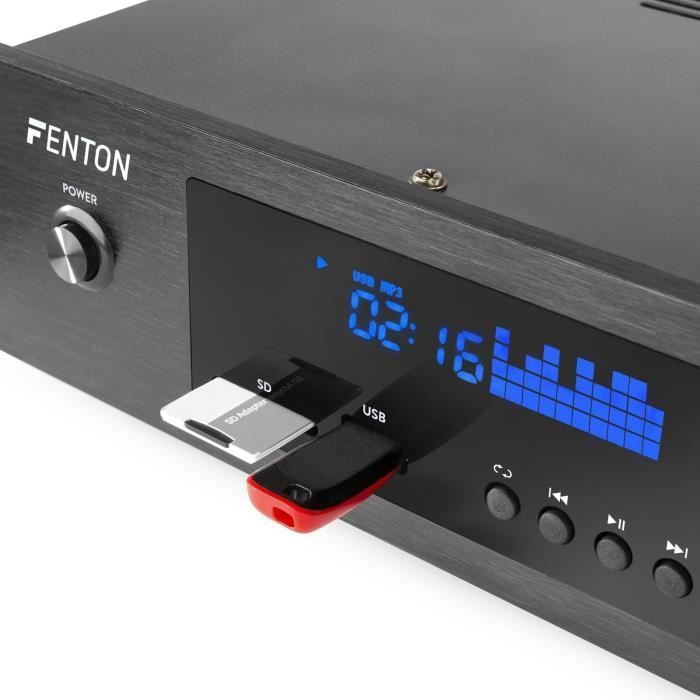 Amplificador de áudio para home theater 5.1 - FENTON - AV550BT - 320 W - Bluetooth 5.0 - Leitor de MP3 USB/SD