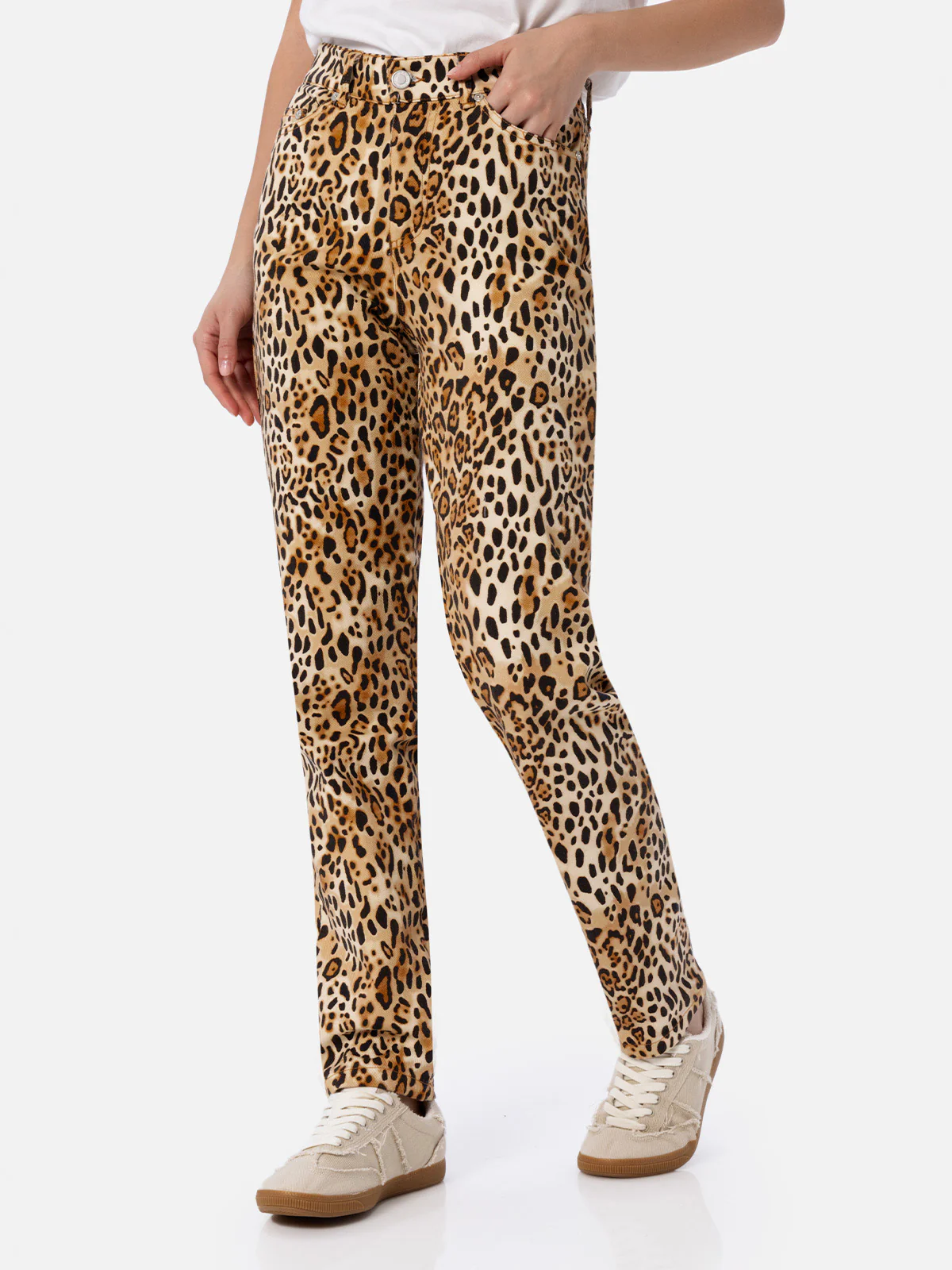 Belleville denim damesbroek met dierenprint