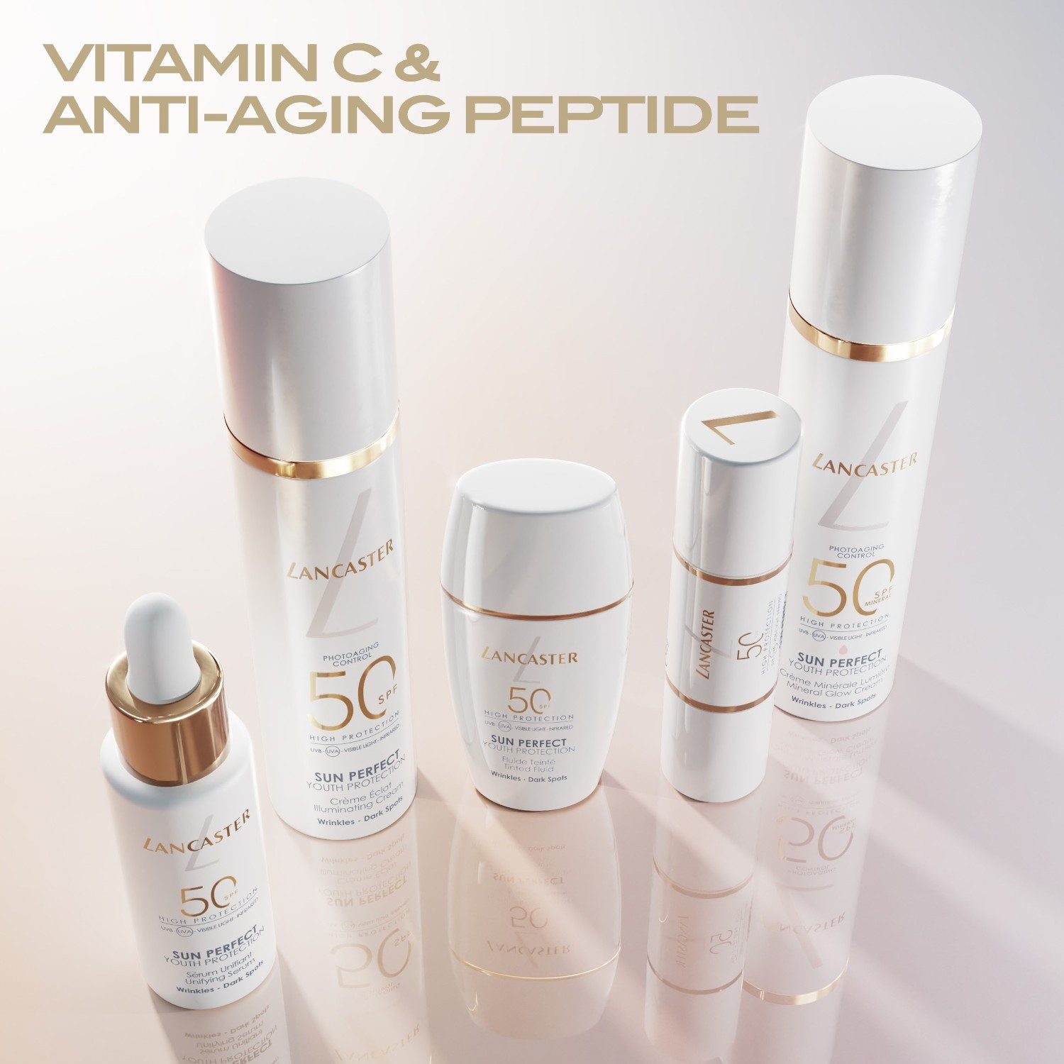 „Lancaster Sun Perfect“ mineralinis švytėjimo suteikiantis kremas nuo saulės SPF 50, 50 ml