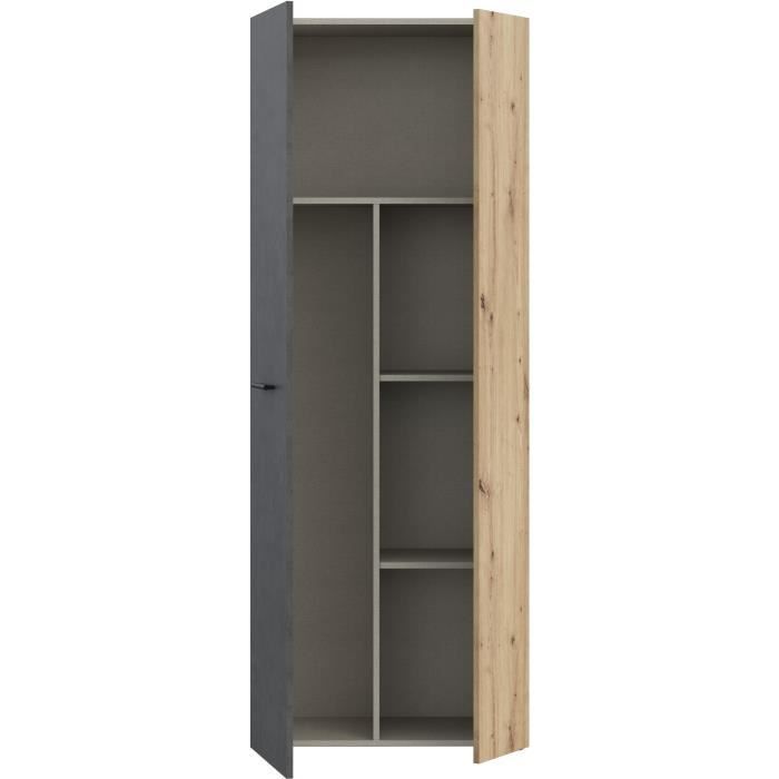 Armario de almacenamiento - Hormigón gris oscuro / Roble - 68,7 x 36,5 x 181,1 cm
