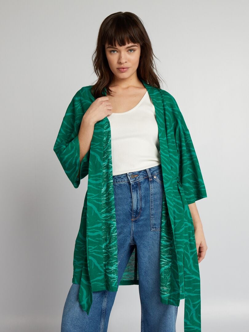 Kimono-jasje met zebraprint - GROEN