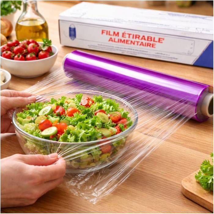D-Work 45cm x 300M Clear Food Wrap Roll with Dispenser Box