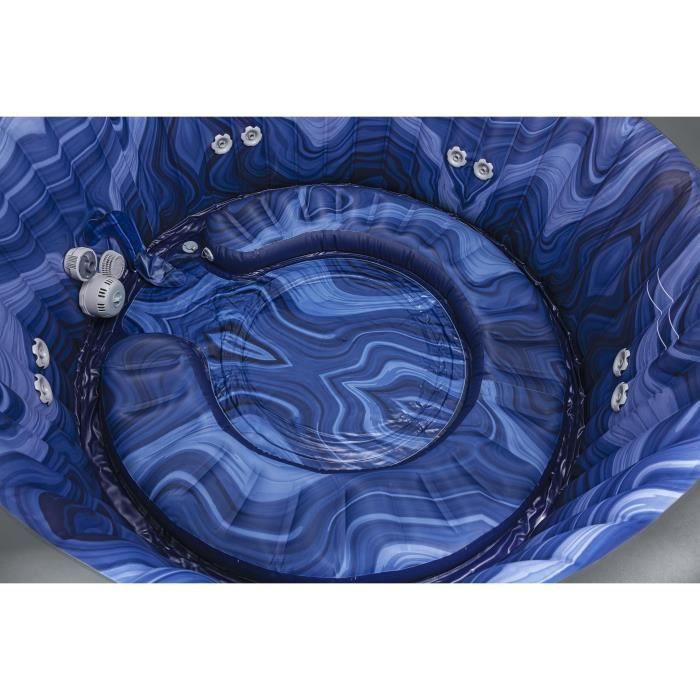 Spa gonflable BESTWAY - Lay-Z-Spa Santorini - 5 à 7 places -Rond (Livré avec 5 appuie-tête rembourrés + 2 LED à eau ColorJet)