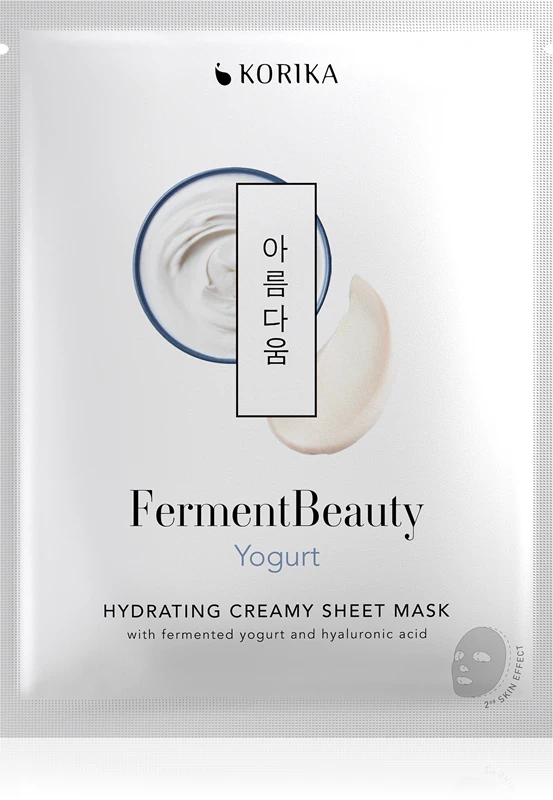 Máscara facial hidratante KORIKA FermentBeauty com iogurte fermentado e ácido hialurônico