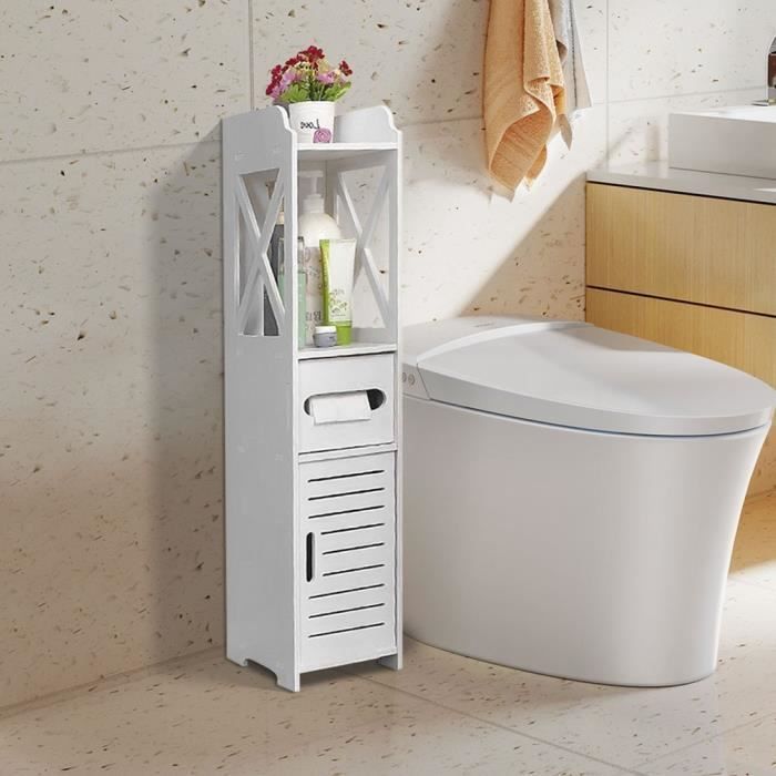KEDIA. Mueble columna para baño, mueble alto para baño, sala de estar, cocina - Blanco 20*15*80cm