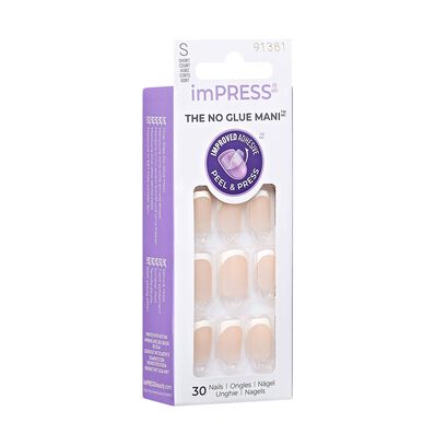 Umělé nehty Kiss Impress Model The No Glue Mani, bez lepidla, krátké, 30 kusů.