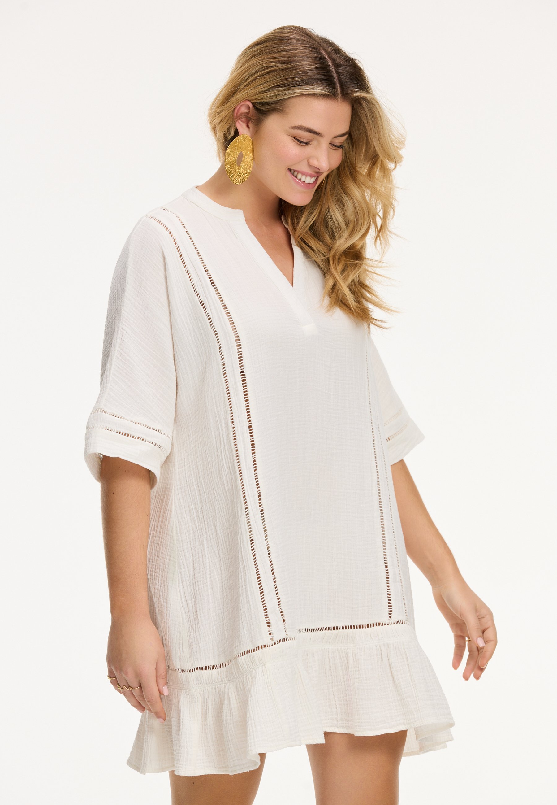 Shiwi CORFU MOUSSELINE WAFFLE - Dagjurk - Jet Stream wit