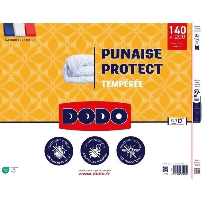 Edredón DODO de peso medio 300 g/m² 140 x 200 cm - Resistente a chinches y ácaros del polvo - Blanco - Fabricado en Francia