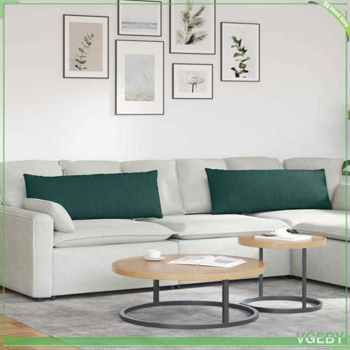 Cuscini per divano - ABI - 2 pezzi - Verde scuro - 120 x 40 cm - Fodere sfoderabili