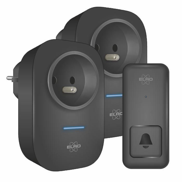 Kit de timbre inalámbrico ELRO DB4000PF - 2 receptores enchufables - 64 melodías - Resistencia al agua IP44