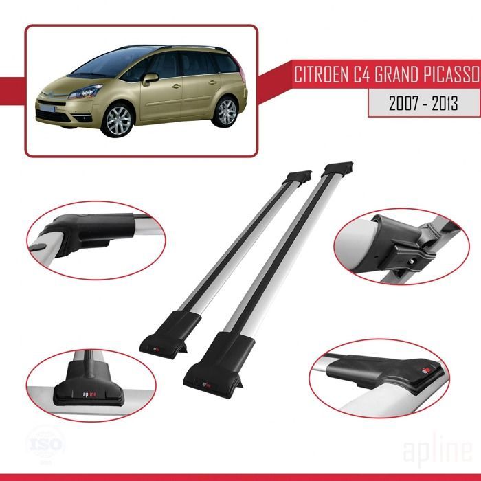 Barras de techo para Citroën C4 Grand Picasso 2007-2013, portaequipajes para coche, modelo FLY, color gris 1698.